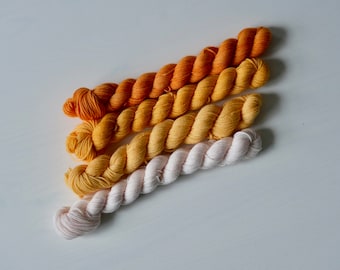 Hand Dyed Yarn, Sock Yarn, Orange Hues Minis Bundle