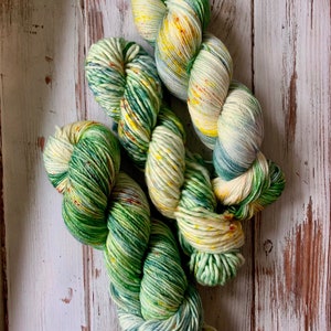 Superwash Merino Yarn, Hand Dyed Yarn, Green Blue Yarn, 100g Skein, Desert Blooms
