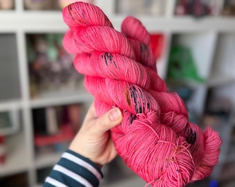 Hand Dyed Yarn, Bright Pink Variegated Yarn, Sock, OOAK