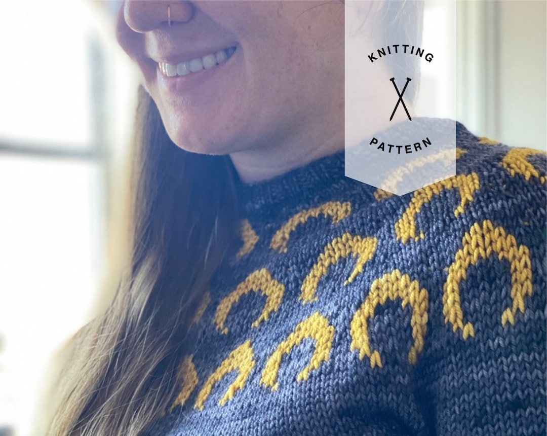 Women's Crescent Moon Knit Sweater Pattern, PDF Pattern, Crescent Moon ...
