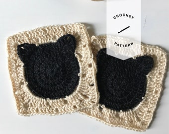 Crochet Granny Square Blanket Patterns, Crochet Cat Pattern, PDF Pattern