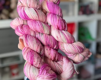 Hand Dyed Yarn, Pinks Variegated Yarn, Sock, OOAK