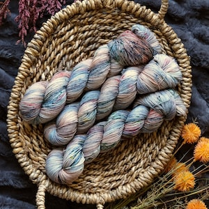 Raked Up the Dried Leaves, Hand Dyed Yarn, Browns and Speckled Yarn