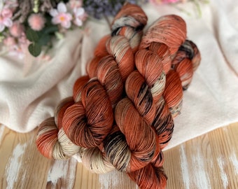 Hand Dyed Yarn, Made to Order, Orange Variegated Yarn, Red Fox