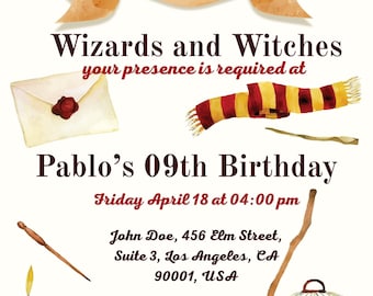 Magic Wizard Birthday Invitation, Editable School Template (Digital Download)