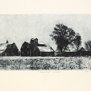 Original etching titled &quot;Harvest End&quot; signed by artist