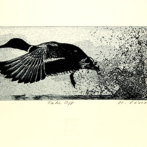 Original etching titled &quot;Take Off&quot; signed by artist