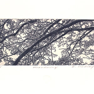 Original etching titled &quot;Meandering&quot; artist signed