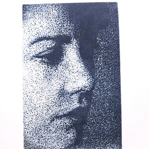 Original etching titled &quot;Decision&quot;, figure, female portrait.