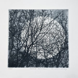 Original etching titled &quot;Cold Moon&quot; signed by artist.