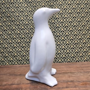 Vintage Ceramic Penguin, soft, satin white glaze, charming