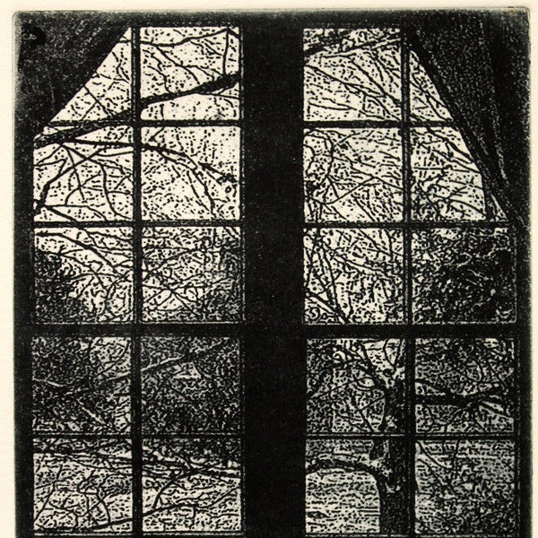 Original etching titled "Twenty Four Panes" signed by artist