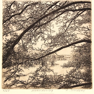 Original etching titled &quot;Meandering&quot; signed by artist