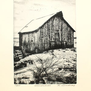 Original etching titled &quot;Windchill&quot; signed by artist