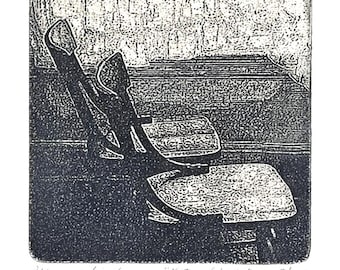 Natural Light, limited edition signed etching, two empty chairs