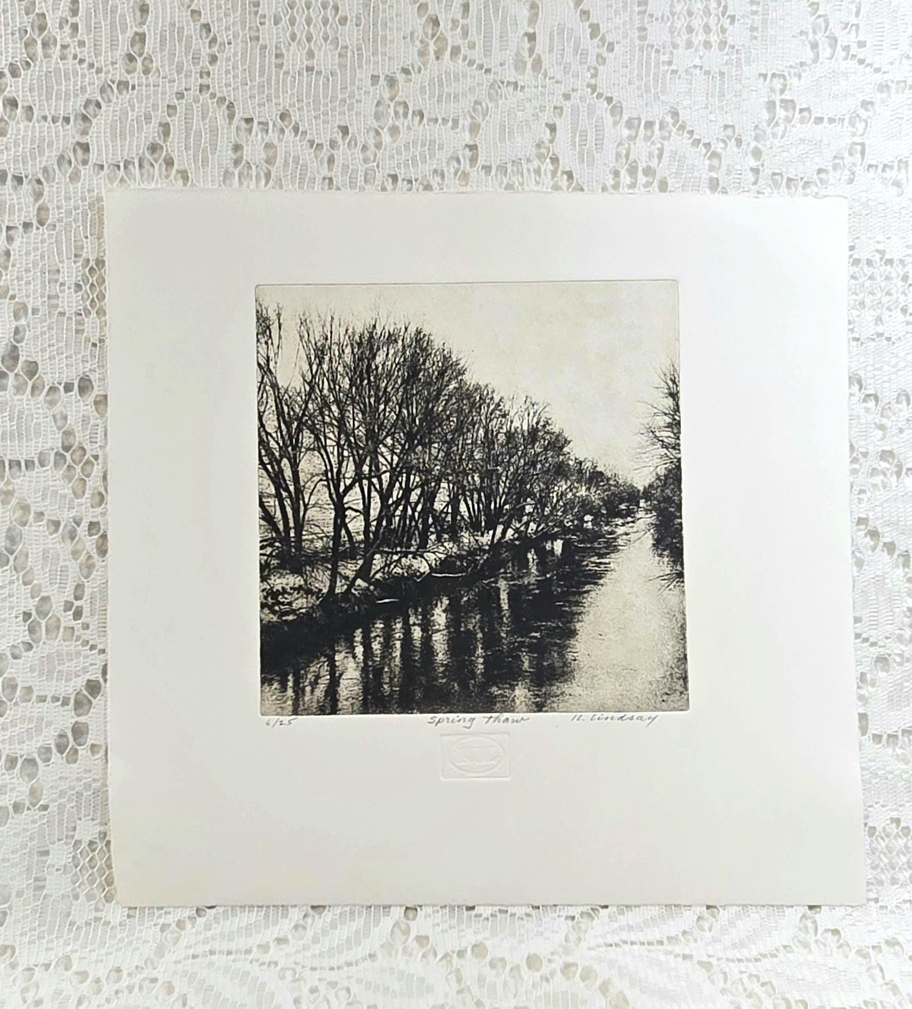 絵画 springtime Thaw Original Etching Titled 