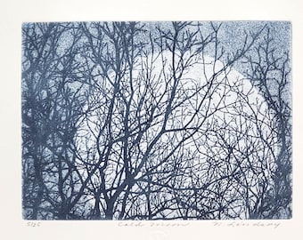 Cold Moon, original etching, signed by artist