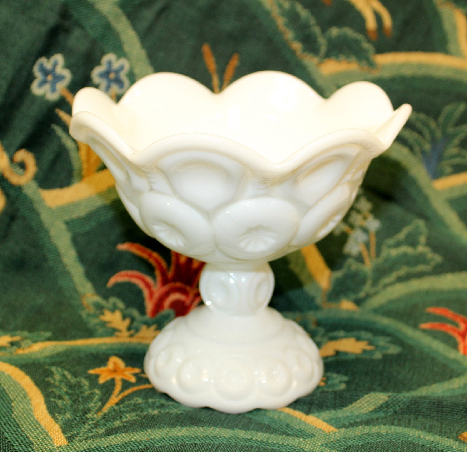 Vintage Milk glass footed compote bowl 6 inch diameter Etsy