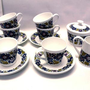 Royal Tuscan Nocturne Set of 6 cups/saucers with cream and sugar