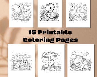 Preschool kleurplaten dino - 15 leuke printbare vellen voor kinderen | Directe pdf-download