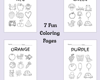 Kleurleerpagina's voor kleuters | Afdrukbare werkbladset (pdf-download)