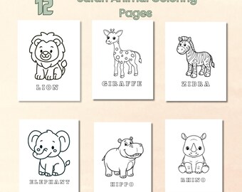 Kleurplaten safaridieren | 12 afdrukbare ontwerpen (digitale download)