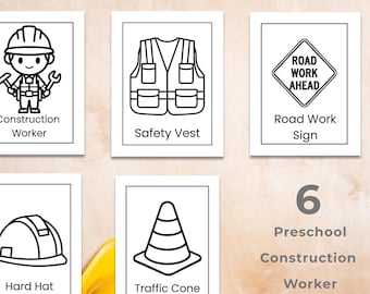Kleurplaten voor kleuters bouwvakker | Afdrukbare pdf leuk