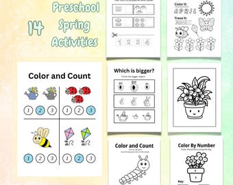 Voorjaarsactiviteiten voorschoolse opvang | Werkbladen voor kleurentelling | Fijne motoriek (pdf)