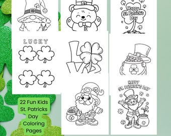 St. Patrick's Day-kleurplaten voor kinderen | 22 klaver, kabouter pdf-activiteitenpakket