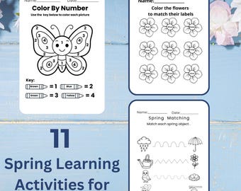 Voorjaarsleeractiviteiten voor kinderen | Traceren, tellen en matchen (pdf-download)