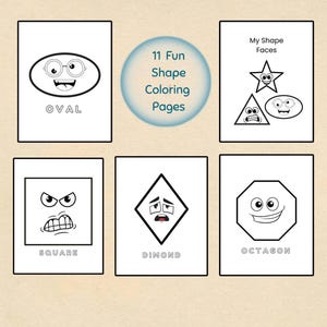 Desenhos para colorir com formas | Rostos expressando emoções, imprimíveis para pré-escola (download em PDF)