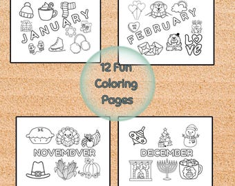 Maanden van het jaar kleurplaten | Afdrukbaar kleuterschool (pdf-download)