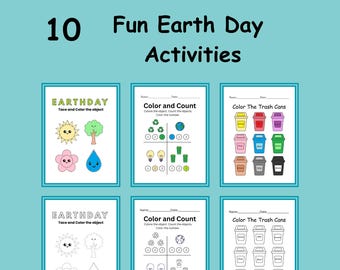 Pakiet aktywności dla przedszkolaków na Dzień Ziemi | 10 zabawnych arkuszy edukacyjnych o tematyce przyrodniczej