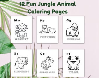 Kleurplaten jungledierenalfabet: voorschools leren (pdf-download)