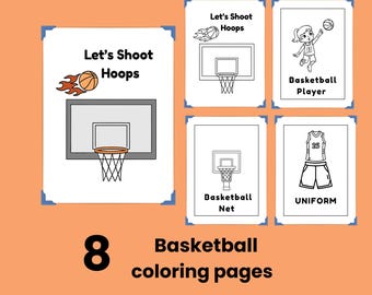 Kleurplaten met basketbalthema: 8 pagina's voor kleuters