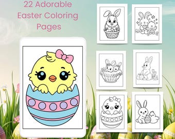 22 Paaskleurplaten voor kinderen, vet eenvoudige voorschoolse activiteit (digitale pdf)
