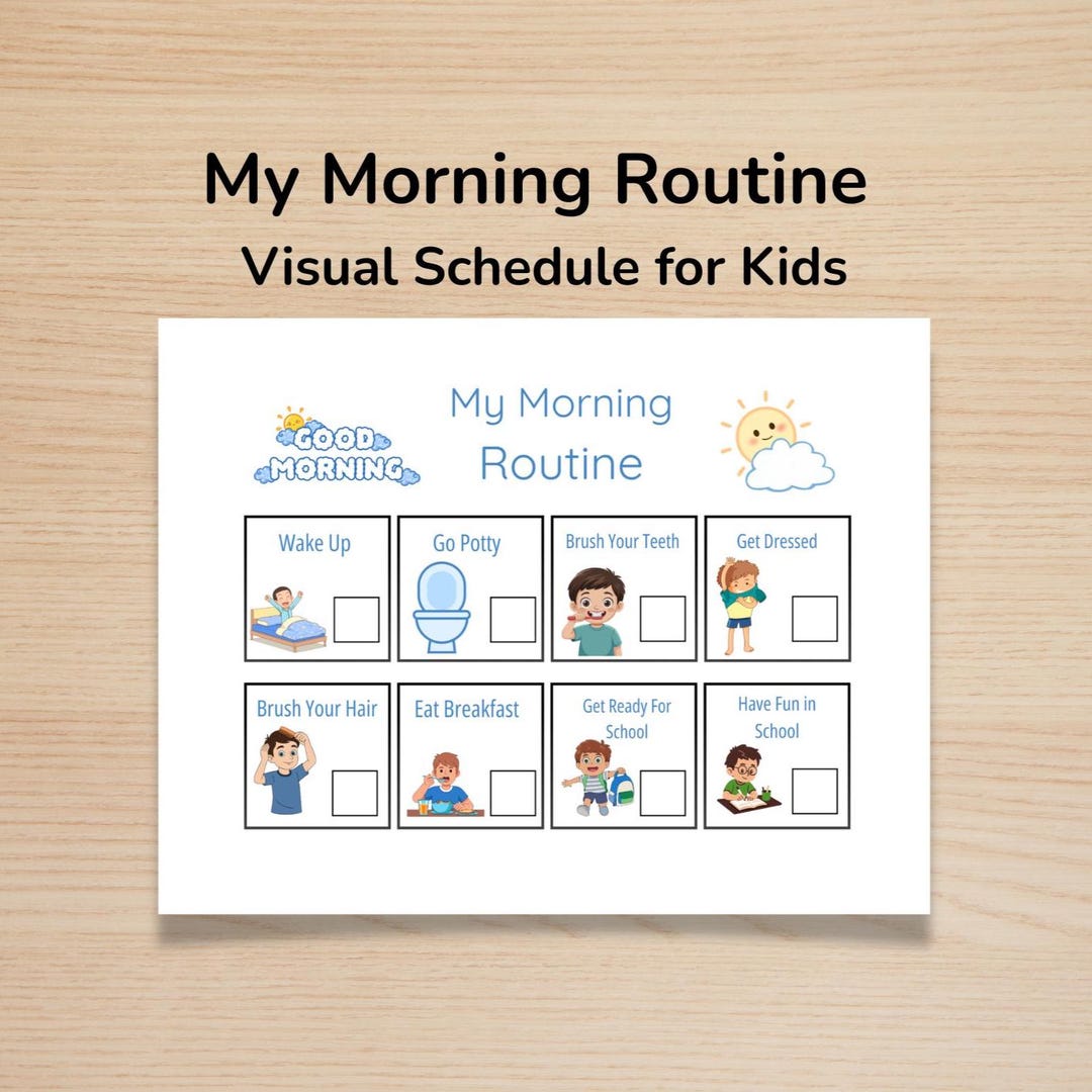 Boy Morning Routine Chart Printable | Kids Daily Morning Schedule ...