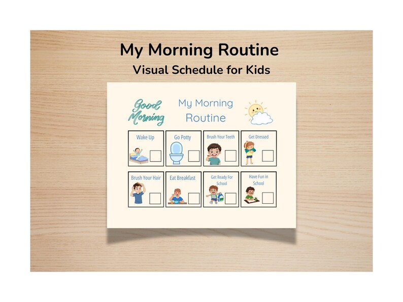 Boy Morning Routine Chart Printable | Kids Daily Morning Schedule ...