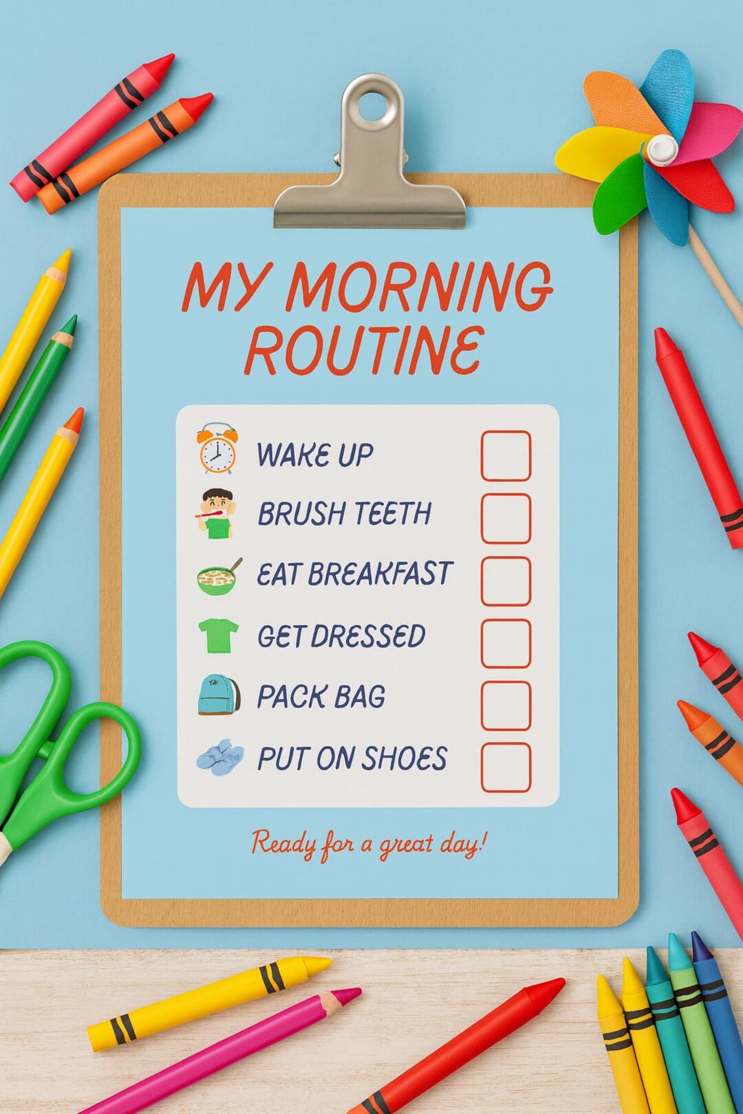 Visual Morning Checklist.pdf Kids Daily Routine Chart Printable | Visual Morning Checklist (PDF) - Etsy