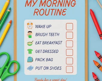 Afdrukbaar dagschema voor kinderen | Visuele ochtendchecklist (pdf)