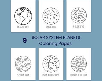 10 kleurplaten planeet zonnestelsel voor kinderen - afdrukbare kunst in de ruimte