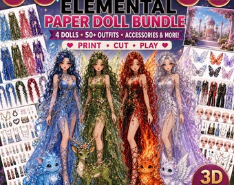 Fairy Paper Doll Bundle Printable | Fantasy Paper Dolls | Dress Up Dolls | Kids Craft Activity | PDF Digital Download | Montessori Toy