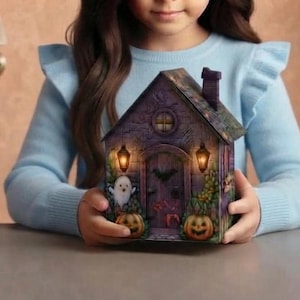 3D Halloween Paper House Craft Bundle | DIY Village, Coloring Pages (PDF Download)
