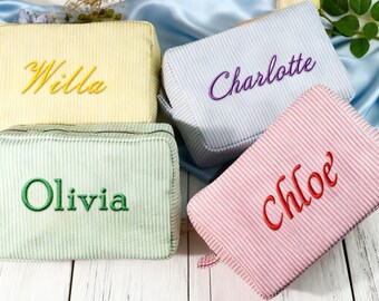 Neceser de sirsaca con monograma personalizado, organizador de maquillaje, regalo para despedidas de soltera y despedidas de soltera.