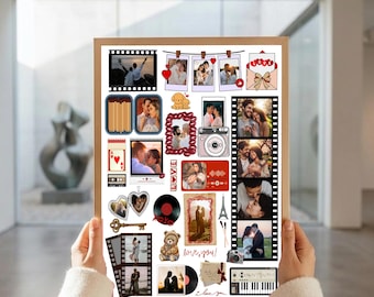 Modelo de caixa de fósforos editável | Pôster personalizado de caixa de fósforos para casais e arte de parede de aniversário em Canva para fazer você mesmo | Presente digital para casais