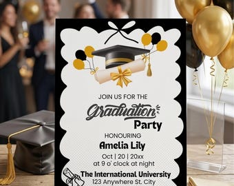 Modelo de convite de formatura no Canva, convite de formatura digital, convite de formatura para enfermagem, flyer de formatura, convite para pré-escola