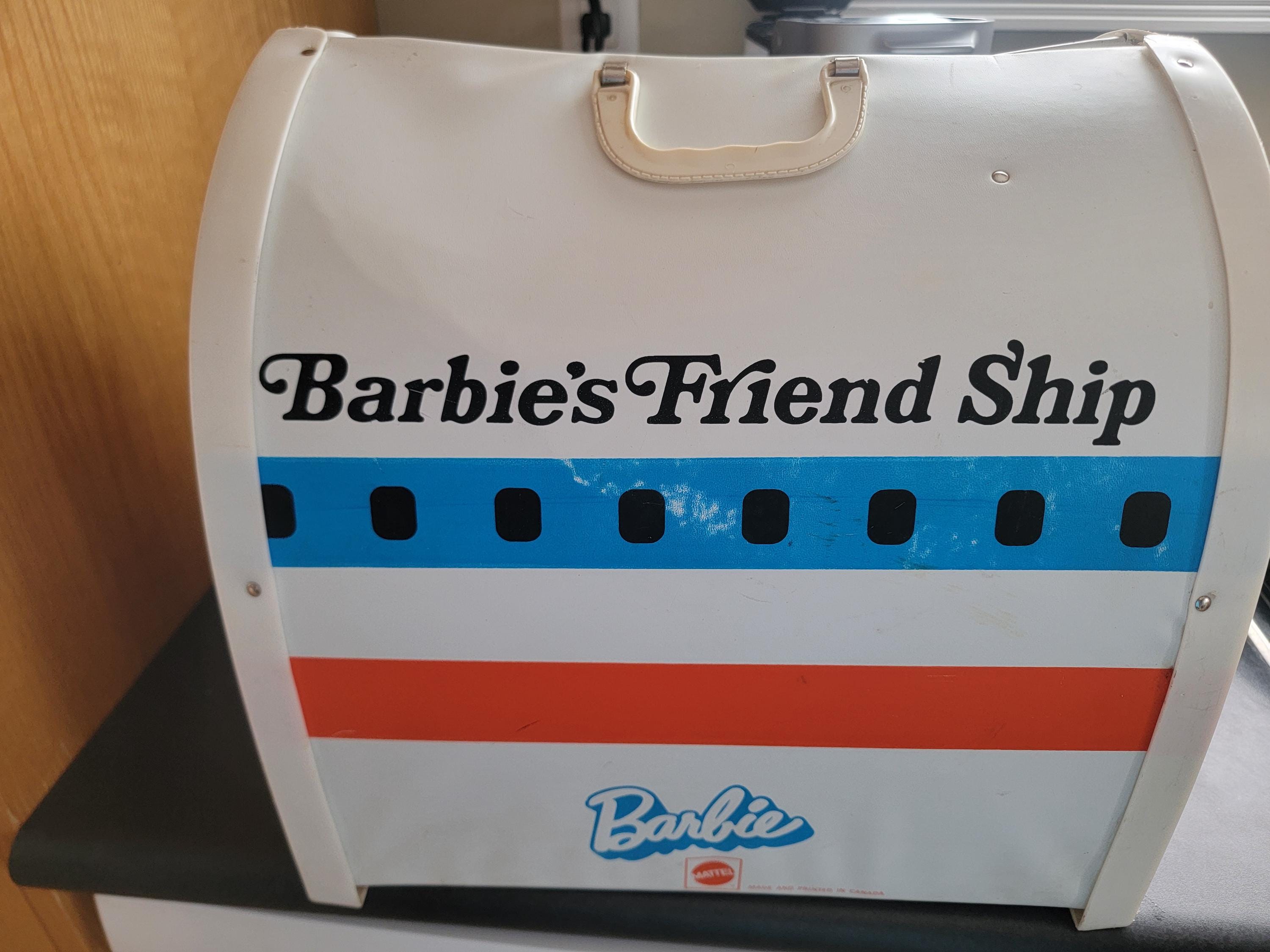 Avion Barbie 1998 Mattel – Bleu – Avec Interphone Fonctionnel, Boîte, Notice Et Chariot – Complet