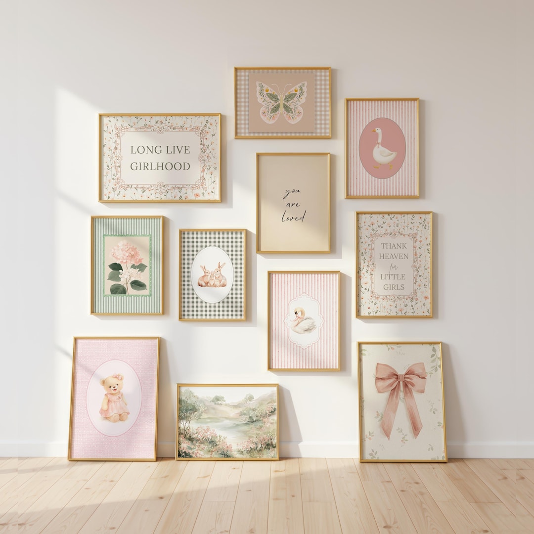 Vintage Nursery Wall Art Set, 25 Girl Gallery Wall Prints, Cottagecore ...