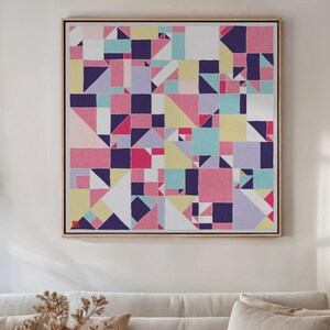 Impresión artística de Jogakbo Bojagi / Textil de patchwork coreano / Arte mural abstracto