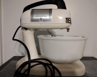 Batidora de pie Montgomery Ward vintage 50-VDC-2060A – Estilo Dormeyer, en funcionamiento, tazones de vidrio opalino